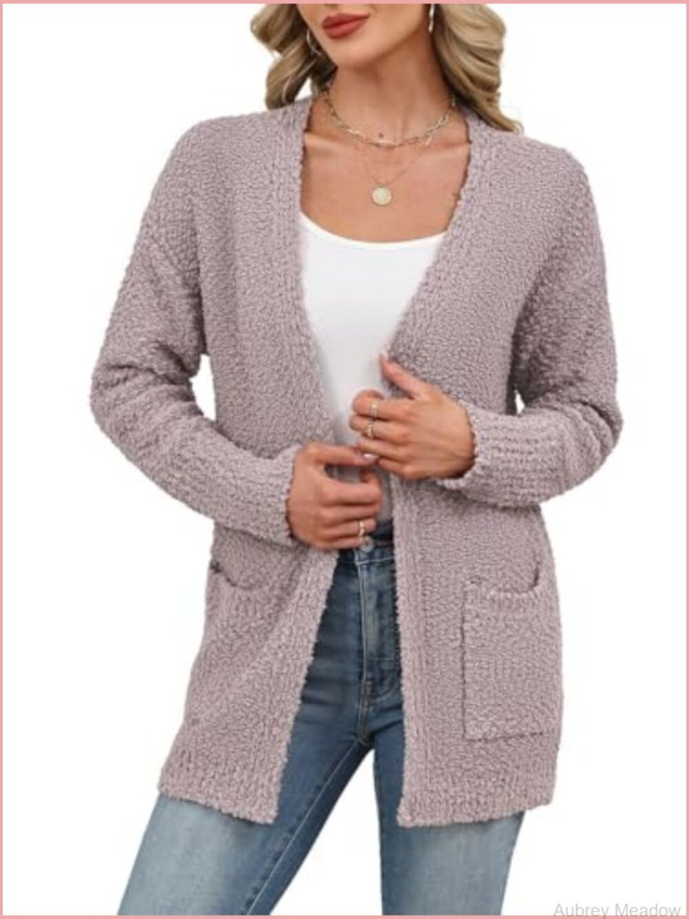 Fuzzy Knit Open Front Cardigan Blanket Sweater Long - Picture 2 of 7